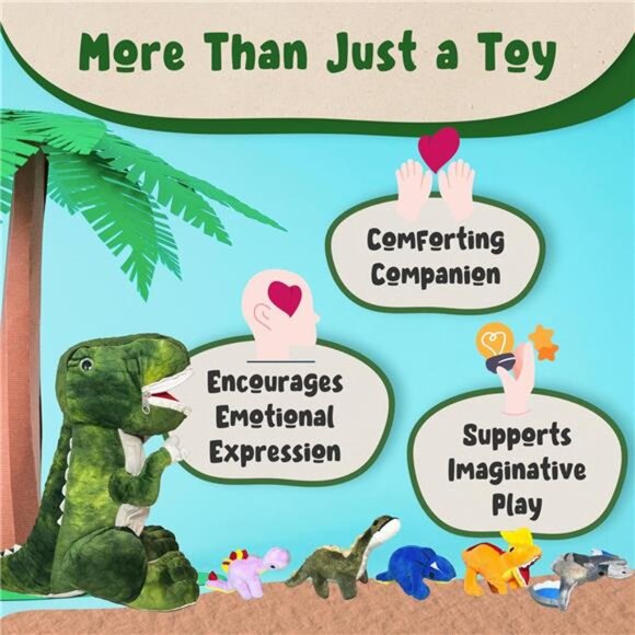 Dinosaur Stuffed Animal T-Rex and 5 Little Dinos for Boys & Girls -Plush Stuffie - Picture 6 of 7